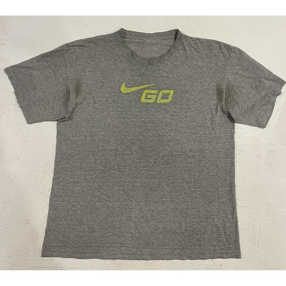 Vintage Y2K Nike Go Athletic Sportswear Center Swoosh Logo Gray‎ Men's Tee Sz XL
